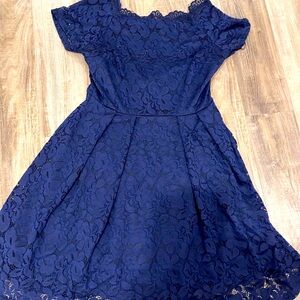 Elegant Navy Lace Kids Dress